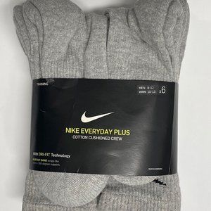 Nike Everyday Plus Cotton Cushion Crew Socks Unisex 6 Pack SX6897-063  LARGE
